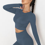 Seamless Solid Color Tight Sports Long Sleeve Yoga Shirt Wholesale Activewear Tops