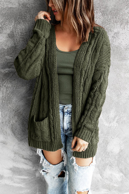 Solid Color Pocket Mid-Length Knitwear Jacket Wholesale Cardigan