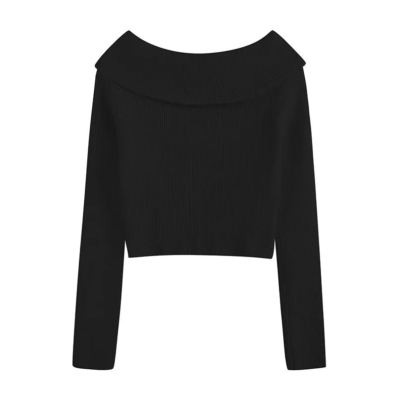 One Word-Neck Knitwear Slim Fit Long-Sleeve Cropped Sweater Wholesale Womens Tops STN537996