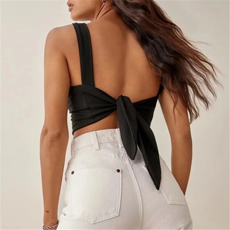 Strappy Solid Color Backless Sexy Suspenders Wholesale Womens Tops