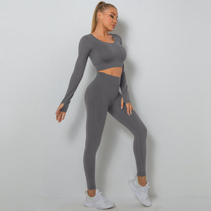 Long-Sleeve Sport T-Shirts & Leggings Seamless Yoga Suits Wholesale Activewear Sets