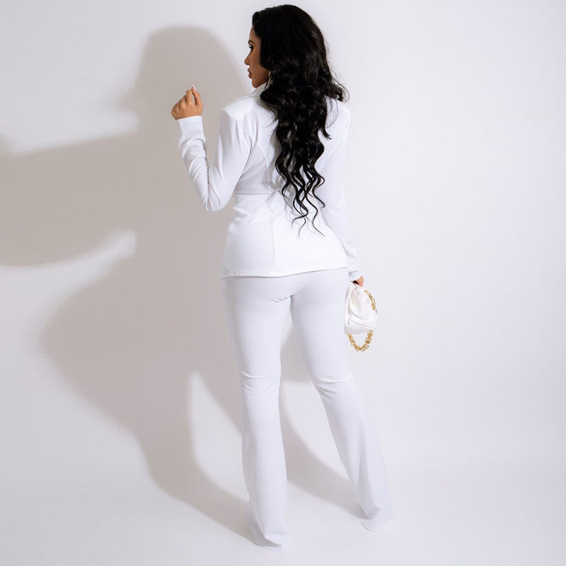 Long Sleeve Lace-Up Blazer & Pants Wholesale Women'S 2 Piece Sets