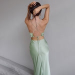 Plain Color Sleeveless Halterneck Backless Wholesale Cami Dresses For Summer