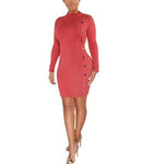 Solid Bodycon Dress Wholesale Single-Breasted Special Design