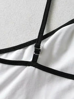 Irregular Hem Sexy Suspender Crop Tank Top Camisole Open Back