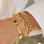 Three Pieces Alloy Chain Multi-layer Bracelets