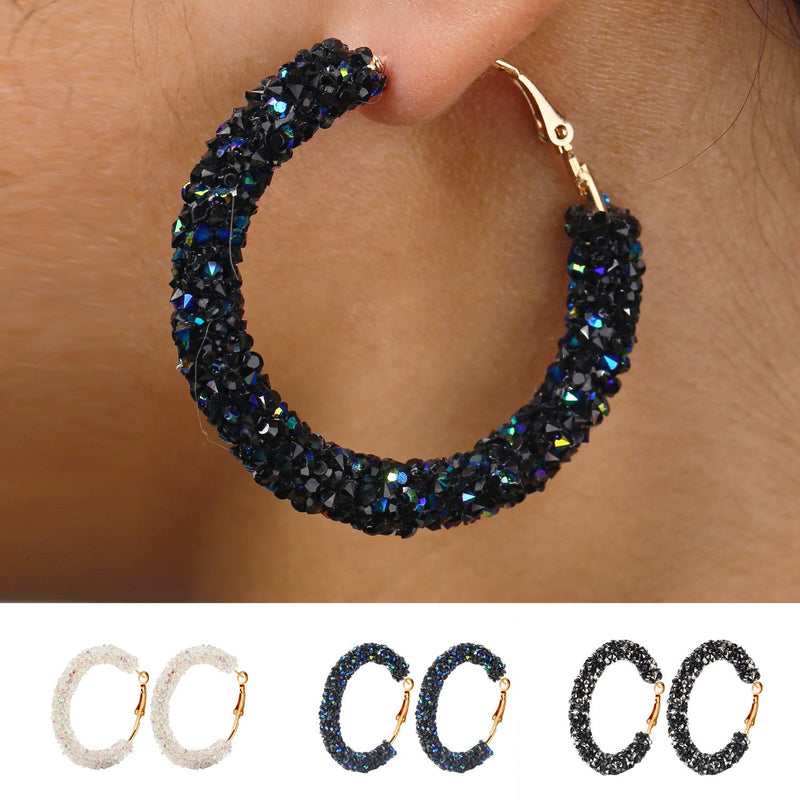 Vintage Circle Crystal Hoop Earrings Jewelry Wholesale