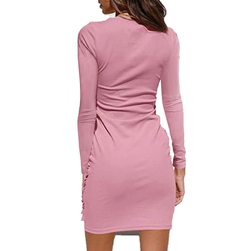 Hot Sale New Fall Long Sleeve Lace-up Waist Women Dress Wholesale