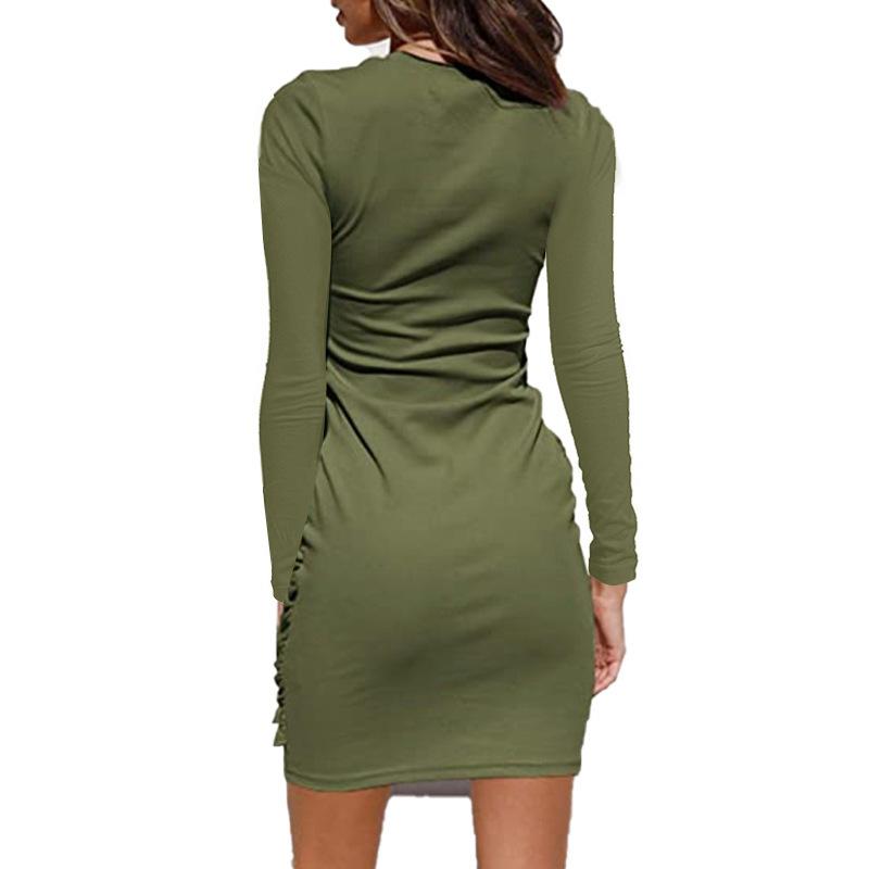 Hot Sale New Fall Long Sleeve Lace-up Waist Women Dress Wholesale