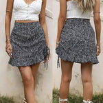 Slim Fit Ruffle Hem Drawstring Side Ploka Dot Skirt