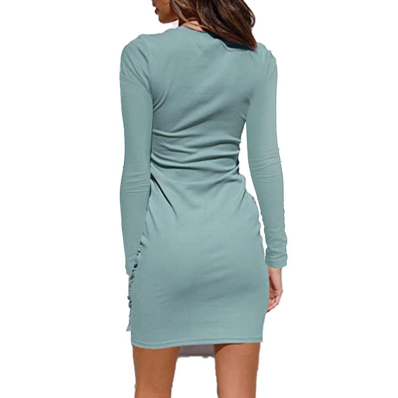 Hot Sale New Fall Long Sleeve Lace-up Waist Women Dress Wholesale