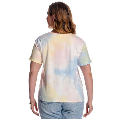 Large Size Women's T-Shirt Short Sleeve Tie Dyed Blouse