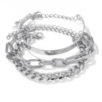 Three Pieces Alloy Chain Multi-layer Bracelets